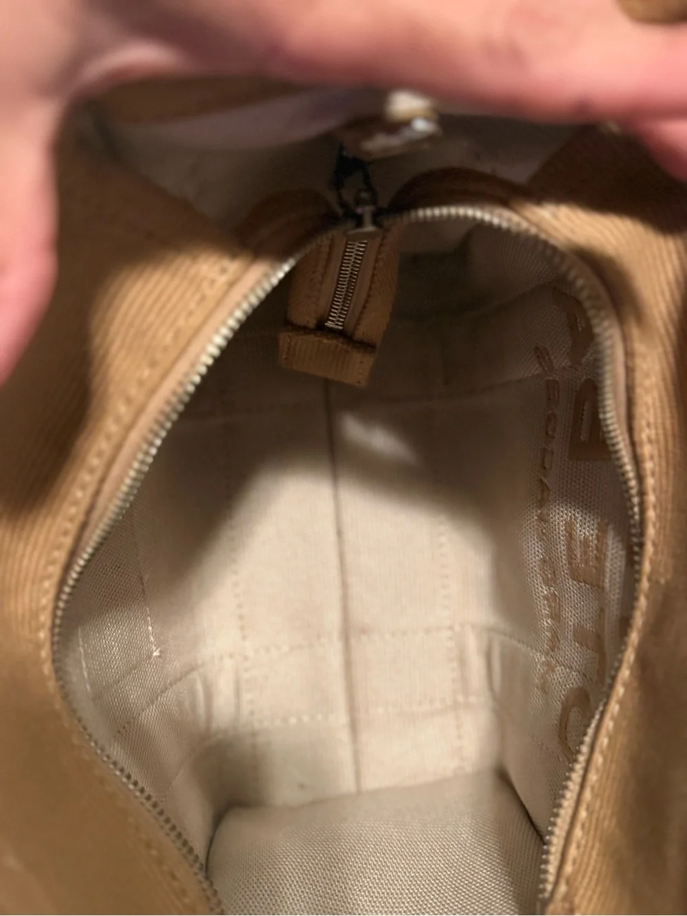 Marc Jacobs small (previously called Mini)Tote Bag in Tan Canvas with White Logo